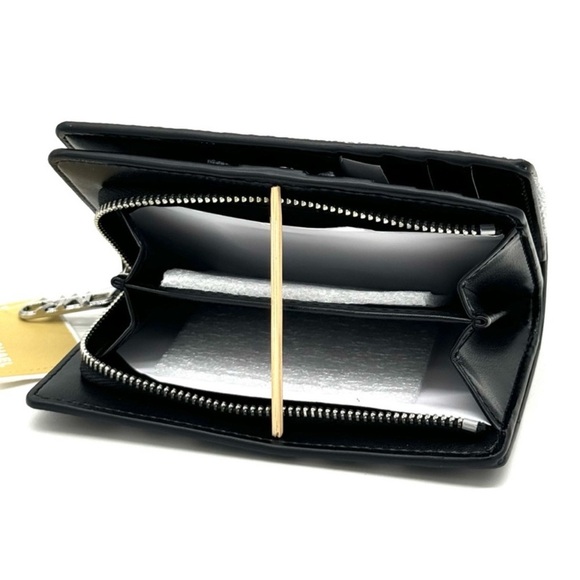 Michael Kors Medium Empire Leopard Logo Snap ZA Wallet Black Multi - Picture 9 of 10